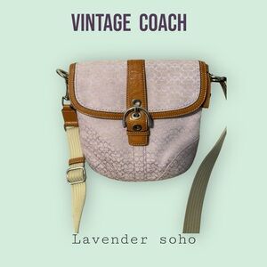 Vintage Coach Lavender Logo Jacquard Canvas Soho Swing Crossbody Bag